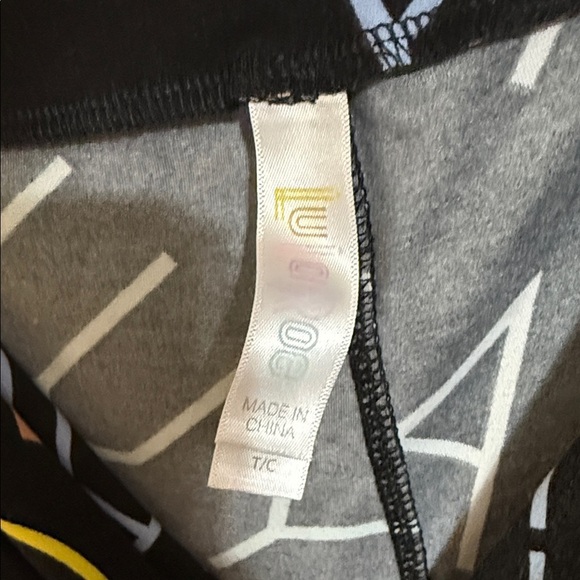 LuLaRoe Black Leggings with Multicolor Lettering - Picture 2 of 3